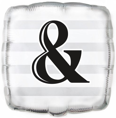 White and Grey Striped Black Symbol & 45.7cm (18”) Foil Balloon